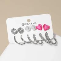 Серьги конго Queen Fair, стекло, пластик, эмаль, розовый, белый