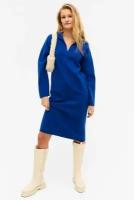 Трикотажное платье-поло - синий - XL