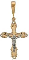 Крестик Эстет, комбинированное золото, 585 проба, бриллиант