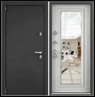 Дверь входная для дома Torex Village advanced 950х2050 левый, тепло-шумоизоляция антикоррозийная защита, замки 4го и 3го класса, зеркало, черный/серый