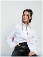 Рубашка женская белая дизайнерская вещь оверсайз натуральная ткань хлопок
