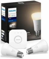 Комплект умных ламп Philips Hue Starter Kit E27 White 2шт с блоком управления (929001821619)