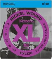 EXL120 XL NICKEL WOUND Струны для электрогитары Super Light 9-42 D`Addario