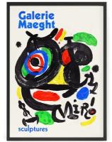 Мид-сенчури постер на стену Жоан Миро (Joan Miro) - Абстракция 1970 год 50 x 40 см в тубусе