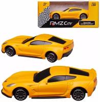 Машинка металлическая Uni-Fortune RMZ City 1:64 Chevrolet Corvette, без механизмов, цвет желтый матовый, 9 x 4.2 x 4 см