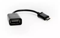 Кабель-переходник OTG MicroUSB -> USB 2.0 F для подключения USB устройств к смартфонам и планшетам Samsung, Sony, HTC, Xiaomi, Lenovo и др. Черный OEM