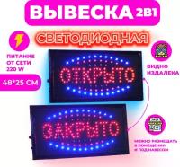 Светодиодная LED вывеска Открыто/Закрыто, 48х25 см