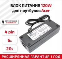 Зарядное устройство (блок питания/зарядка) для ноутбука Acer 20В, 6А, 4-pin