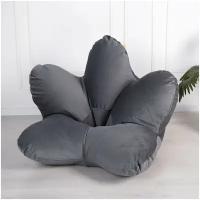 Кресло-мешок, Palermo, форма цветок, велюр премиум, XL, серый