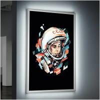 Лайтбокс (lightbox), светящийся короб на День космонавтики/ А-2 (42x60 см.)