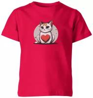 Детская футболка «Кошка с сердцем, валентинка»