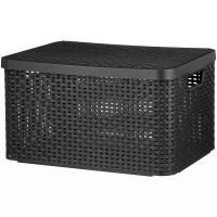 CURVER корзина с крышкой Rattan Style Box L 23x43x32,5 см темно-коричневый