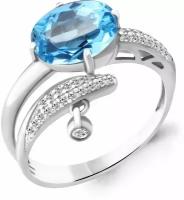 Кольцо Diamant online серебро, 925 проба, фианит, топаз