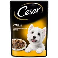 Влажный корм Cesar для собак курица и зеленые овощи в соусе 85г