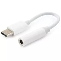 Переходник/адаптер Cablexpert USB Type-C - plug to stereo mini jack 3.5 mm (CCA-UC3.5F-01), белый