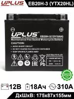 Мото аккумулятор стартерный Leoch UPLUS EB20H-3 12V 18Ah обратная полярность 310A (YTX20HL-BS, YTX20L-BS, CT 12201) AGM аккумулятор для мотоцикла