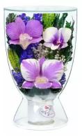 Композиция из натуральных орхидей в подарочной упаковке (13,5х8,5) / Стабилизированные Цветы в стекле / Подарок к 8 марта