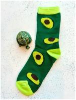 Женские носки с принтом авокадо 1 пара, зеленые, без шва, универсальный размер 36-41