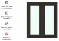 Окно ПВХ двустворчатое КВЕ 58 левое поворотное/правое поворотно-откидное 130х110 двухкамерный стеклопакет цвет шоколадно-коричневый