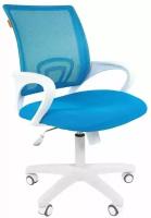 Компьютерное кресло Chairman 696 для оператора, обивка: текстиль, цвет: белый/голубой