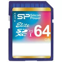 Карта памяти Silicon Power ELITE SDXC UHS Class 1 Class 10 64 GB, чтение: 50 MB/s, запись: 15 MB/s