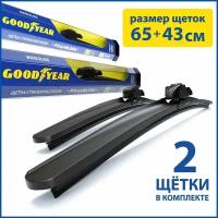 2 Щетки стеклоочистителя в комплекте (65+43 см), Дворники для автомобиля GOODYEAR для FORD Focus II (06-11), PEUGEOT 207