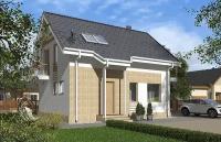 Одноэтажного дома с погребом и мансардой (100 м2, 9м x8м) Rg6003