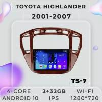 Штатная автомагнитола TS7 ProMusiс/ 2+32GB/ Toyota Highlander 1 XU20/ Тойота Хайлендер ХЮ20/ Android 10/ 2din/ Головное устройство/ Мультимедиа/