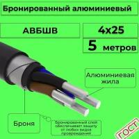 Провод электрический/кабель алюминиевый бронированный ГОСТ авбшв 4х25 - 5 м