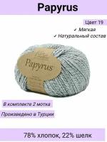 Пряжа Fibra Natura Papyrus цвет 229-19 Мятный / 2 шт 50гр 120м 78% хлопок 22% шелк / Фибра Натура Папирус