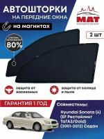 Солнцезащитные каркасные Автошторки на магнитах МосАвтоТюнинг для Хендай Хундай Соната Hyundai Sonata (4) (ТаГАЗ/Gold) (2001-2012) на передние стекла