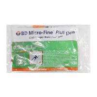 Шприц инсулиновый BD Micro-Fine Plus двухкомпонентный 30G (0.3 мм х 8 мм), 0.3 мл, 10 шт