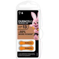Батарейки для слуховых аппаратов Duracell Hearing AID 13 PR48 1,45В 6шт (пластиковый контейнер)