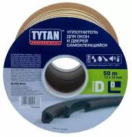 Уплотнитель для окон и дверей Tytan Professional, профиль D, утеплитель, для двери, для окна, 50m*12mm*10mm черный