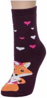Махровые женские носки Лапландия с лисичками, Chobot, 23, бордовый