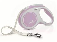 Поводок-рулетка для собак Flexi New Comfort M ленточный 5 м розовый/серый