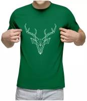 Мужская футболка «Полигональная голова оленя белая»