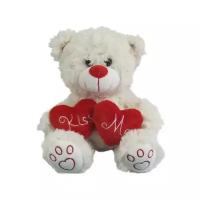 Мягкая игрушка Junfa toys Медведь белый с сердцем Kiss me, 18 см, белый
