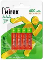 Аккумулятор Ni-MH, AAA/HR03, 600 мАч, 1,2 В, Mirex (23702-HR03-06-E4), упаковка 4 шт