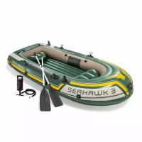 Лодка надувная INTEX SEAHAWK 3 SET, 3-мест. + ручной насос, алюминиевые весла