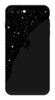 Матовый силиконовый чехол на Apple iPhone 7 Plus / Айфон 7 Плюс Скалолаз в космосе, черный
