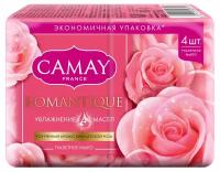 Туалетное мыло твердое Camay Romantique гигиеническое для рук французская роза 75 г х 4 шт