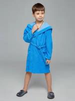 Запашной махровый халат, светло-голубой, размер 116