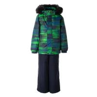 Комплект куртка и брюки для мальчиков HUPPA DANTE, бирюзово-зелёный с принтом/ тёмно-синий 32466, размер 140