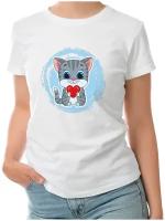 Женская футболка «Милый котёнок с сердцем»