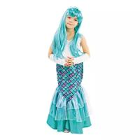 Костюм для девочки Русалка (платье,ободок,перчатки,парик) ткань арт.2017 к-18-30