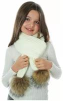 Шарф Modniki белый / детский зимний теплый для девочки женский с помпоном