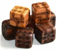 Игральные кубики Tron Dice из экзотической древесины, 16 мм., 6 шт. / Дизайнерские кости для настольных игр ДнД ручной работы для Dungeons and Dragons