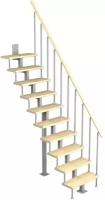 Модульная малогабаритная лестница Линия 2250-2475, Серый, Сосна, Крашеная