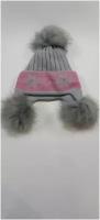 Детские зимние вязанные шапки с помпонами для девочек (размер 48-57)